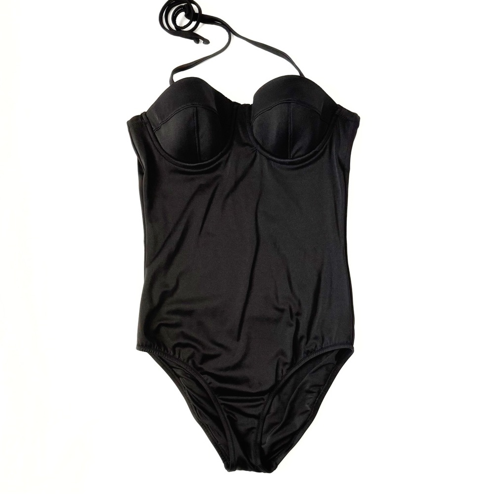 NEW J.CREW Black Demi Underwire One Piece Swimsuit - Size 6 long torso